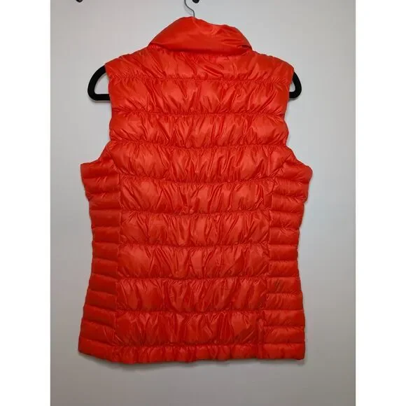 Athleta Downalicious Womens Small Orange Goose Down Puffer Vest Athleisure - Picture 6 of 9